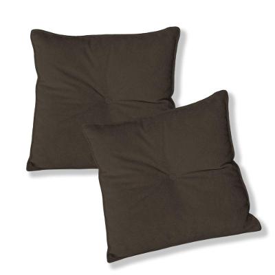 Kit 2 Almofadas Quadradas Tina Com Botão Central 50x50 Cm Boucle 7 Decor Marrom