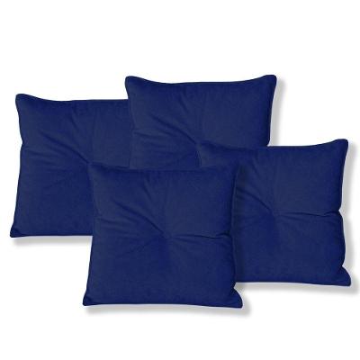 Kit 4 Almofadas Quadradas Tina Com Botão Central 50x50 Cm Boucle 7 Decor Azul Marinho