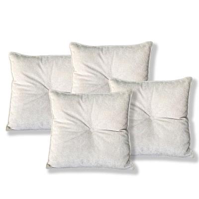 Kit 4 Almofadas Quadradas Tina Com Botão Central 50x50 Cm Veludo 7 Decor Bege