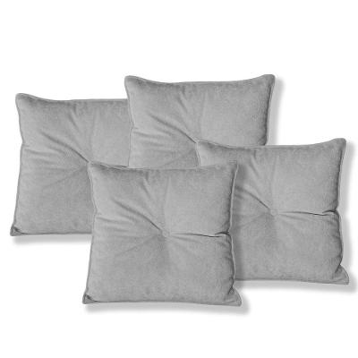 Kit 4 Almofadas Quadradas Tina Com Botão Central 50x50 Cm Veludo 7 Decor Prata