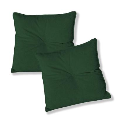 Kit 2 Almofadas Quadradas Tina Com Botão Central 50x50 Cm Veludo 7 Decor Verde Escuro