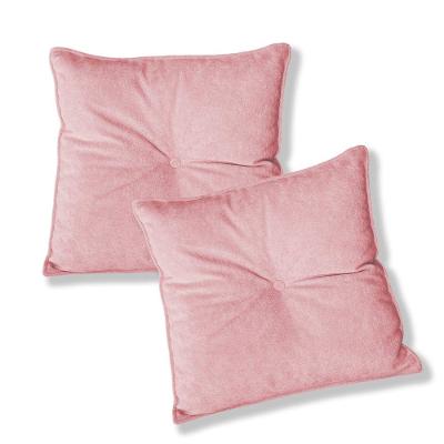 Kit 2 Almofadas Quadradas Tina Com Botão Central 50x50 Cm Veludo 7 Decor Rosa