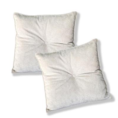 Kit 2 Almofadas Quadradas Tina Com Botão Central 50x50 Cm Boucle 7 Decor Bege