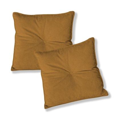Kit 2 Almofadas Quadradas Tina Com Botão Central 50x50 Cm Veludo 7 Decor Terracota