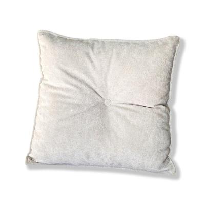 Almofada Quadrada Tina Com Botão Central 50x50 Cm Veludo 7 Decor Bege