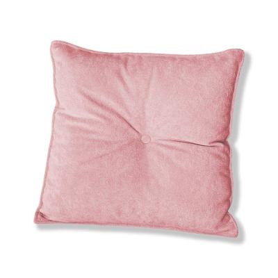 Almofada Quadrada Tina Com Botão Central 50x50 Cm Veludo 7 Decor Rosa