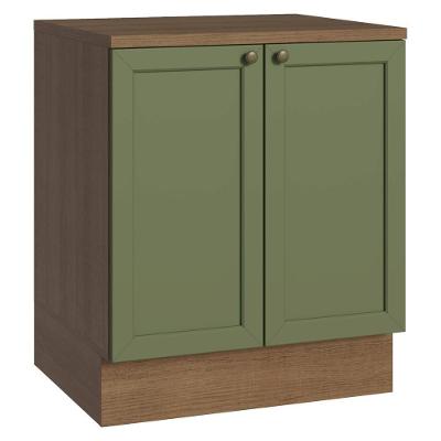 Balcão De Cozinha 70 Cm 2 Portas Rustic/verde Vik Madesa Rustic/verde