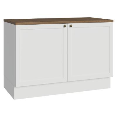 Balcão De Cozinha 120 Cm 2 Portas Branco Tampo Rustic Vik Madesa Branco/rustic