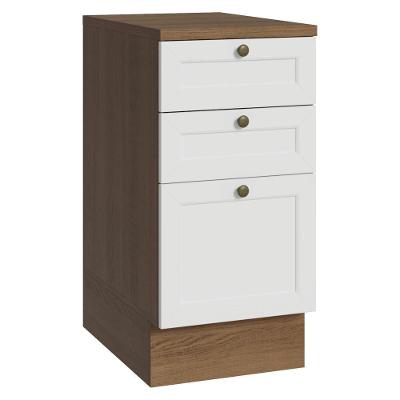 Balcão De Cozinha 40 Cm 3 Gavetas Rustic/branco Vik Madesa Rustic/branco