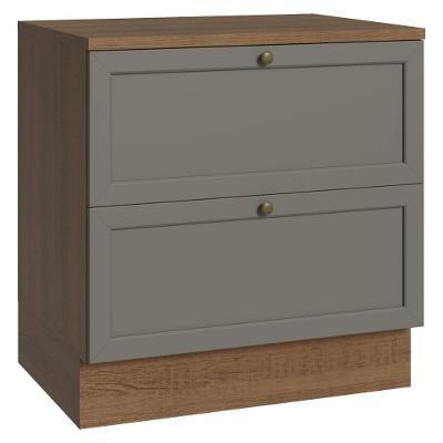 Balcão De Cozinha 80 Cm 2 Gavetas Rustic/cinza Vik Madesa Rustic/cinza