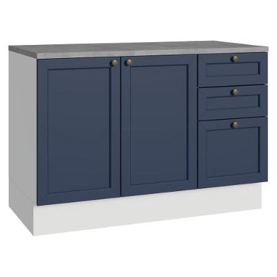 Balcão De Cozinha 120 Cm 2 Portas 3 Gavetas Branco/azul Vik Madesa Branco/azul
