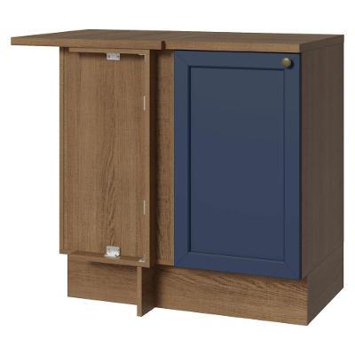 Balcão De Canto 1 Porta Rustic/azul Vik Madesa Rustic/azul