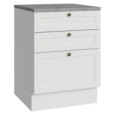 Balcão De Cozinha 60 Cm 3 Gavetas Branco Vik Madesa Branco