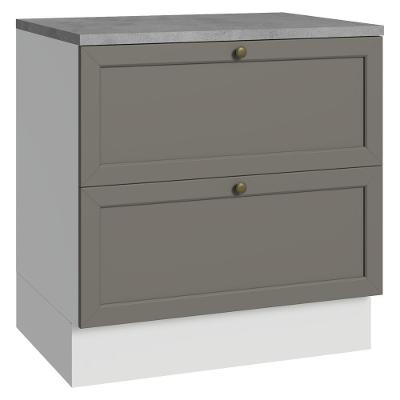 Balcão De Cozinha 80 Cm 2 Gavetas Branco/cinza Vik Madesa Branco/cinza