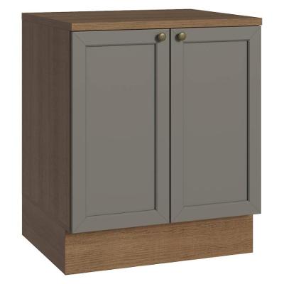 Balcão De Cozinha 70 Cm 2 Portas Rustic/cinza Vik Madesa Rustic/cinza
