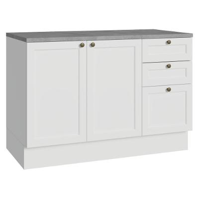 Balcão De Cozinha 120 Cm 2 Portas 3 Gavetas Branco Vik Madesa Branco