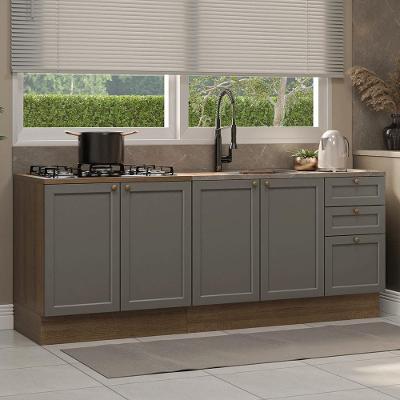 Kit Com 2 Balcões De Cozinha 3 Gavetas 4 Portas (sem Tampo E Pia) Rustic/cinza Vik Madesa 01 Rustic/cinza