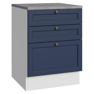 Balcão De Cozinha 60 Cm 3 Gavetas Branco/azul Vik Madesa Branco/azul