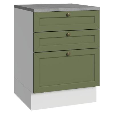 Balcão De Cozinha 60 Cm 3 Gavetas Branco/verde Vik Madesa Branco/verde
