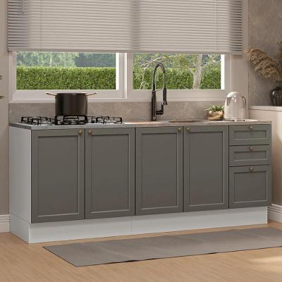 Kit Com 2 Balcões De Cozinha 3 Gavetas 4 Portas (sem Tampo E Pia) Branco/cinza Vik Madesa 01 Branco/cinza