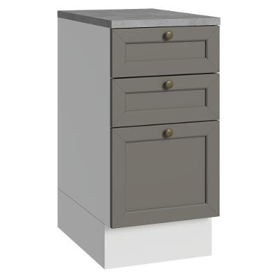 Balcão De Cozinha 40 Cm 3 Gavetas Branco/cinza Vik Madesa Branco/cinza