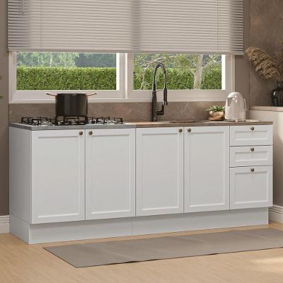 Kit Com 2 Balcões De Cozinha 3 Gavetas 4 Portas (sem Tampo E Pia) Branco Vik Madesa 01 Branco