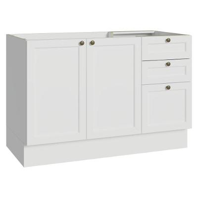 Balcão De Pia 120 Cm 2 Portas 3 Gavetas (sem Tampo) Branco Vik Madesa Branco