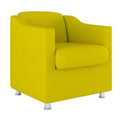 Poltrona Decorativa Com Base Reforçada Sala Quarto Jl Decor Amarelo