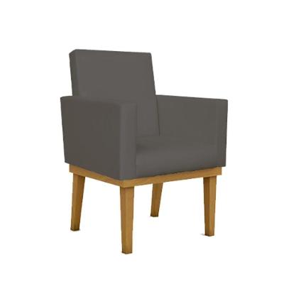 Poltrona Decorativa Com Base Reforçada Sala Quarto Jl Decor Courino Cinza