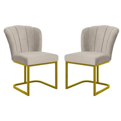 Kit 2 Cadeira Poltrona Flor Pés Metal Dourado Mesa Jantar Cozinha Bege