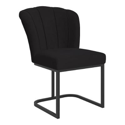Cadeira Poltrona Flor Pés Metal Preto Reforçado Sala De Jantar Preto