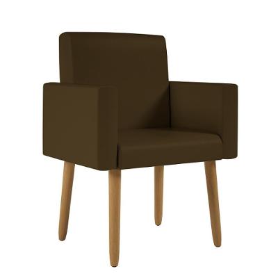 Poltrona Decorativa Pé Palito Sala Quarto Courino Jl Decor Courino Marrom
