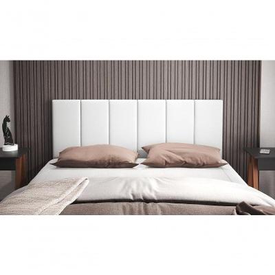 Cabeceira Casal Laura 1,40 Almofadada Corino Branco
