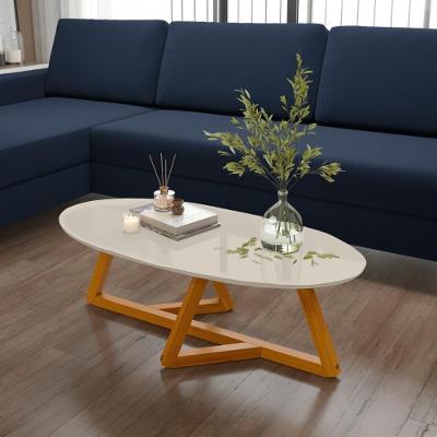 Mesa De Centro Sala De Estar Classic Oval Off White