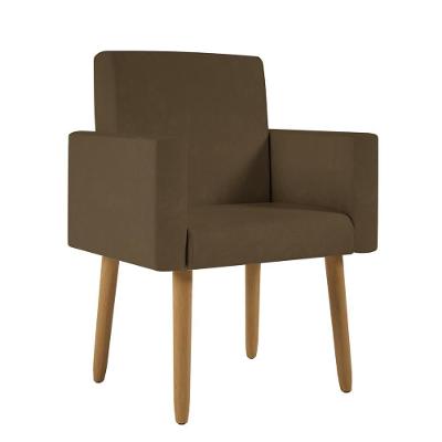 Poltrona Decorativa Pé Palito Sala Quarto Jl Decor Marrom