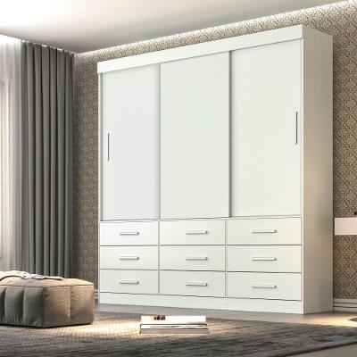 Guarda Roupa Casal 3 Portas 9 Gavetas New Star Sallêto Móveis Branco