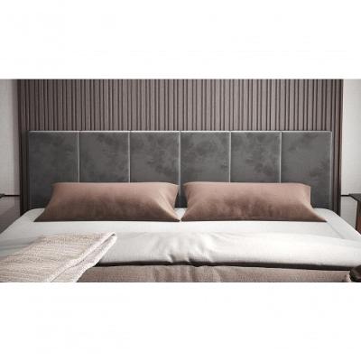 Cabeceira King Clara 1.95 Almofadada Sued Cinza