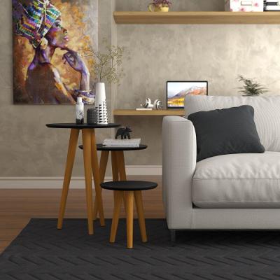 Conjunto 3 Mesas 4303 Pés Palito Ofertamo Sala Preto Fosco