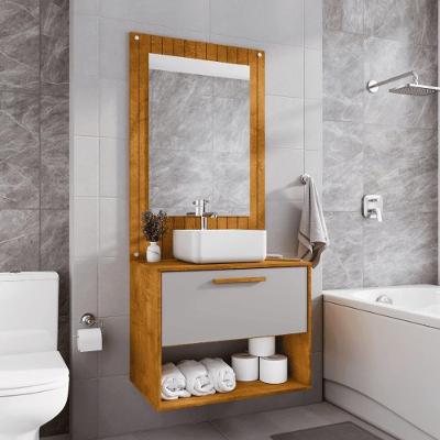 Conjunto Gabinete C/ Espelheira Para Banheiro Orion Naturalle/off-white
