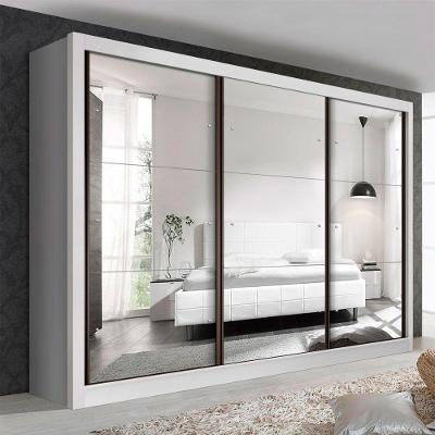 Guarda Roupa Casal Ravena Branco Com 9 Espelhos 3 Portas Minastex
