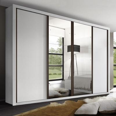 Guarda Roupa Casal Firenze Branco Com 6 Espelhos 4 Portas Minastex