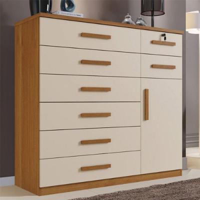 Cômoda Vitoria 1 Porta E 8 Gavetas Plus Com Escala De Brilho Em Fosco Benetil Cinamomo Com Off White