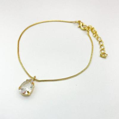 Pulseira Veneziana Com Gota Banhada A Ouro 18k