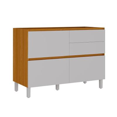 Balcão 1 Porta 4 Gavetas 120cm Com Dobradiças Slow Motion Sem Tampo Lumina - Itatiaia Cinamomo-fendi