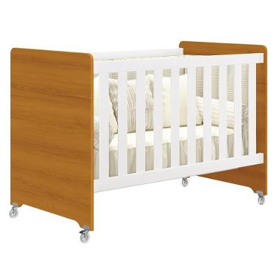 Berço Evolution 4 Em 1 Branco Fosco/savana Com Colchão Para Mini Berço - Reller Móveis Branco Fosco/savana