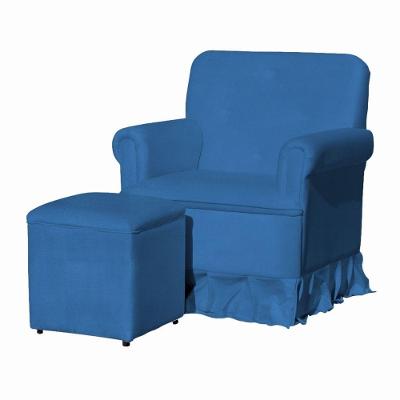 Poltrona Balanço De Amamentação Quarto Com Puff Giulia Suede Suede Azul Royal