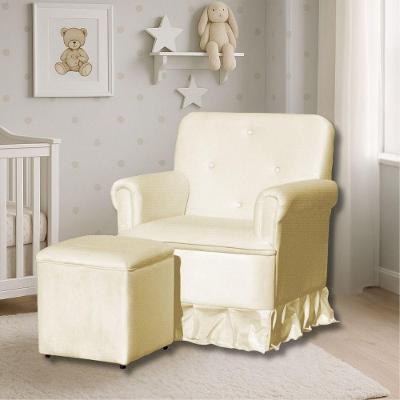 Poltrona De Amamentação Mamãe Catarina Balanço E Puff Suede Suede Bege Claro
