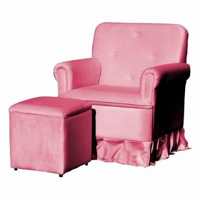 Poltrona Balanço De Amamentação Quarto Com Puff Giulia Suede Suede Rosa