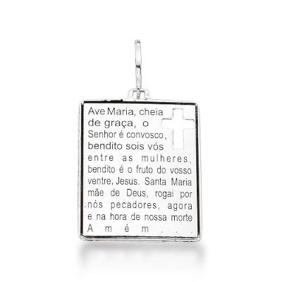 Pingente Unissex Ave Maria Laser Prata 925