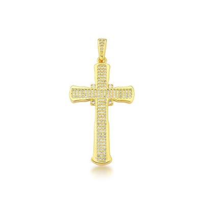Pingente Crucifixo Feminino 5cm Cravejado Banhado A Ouro 18k